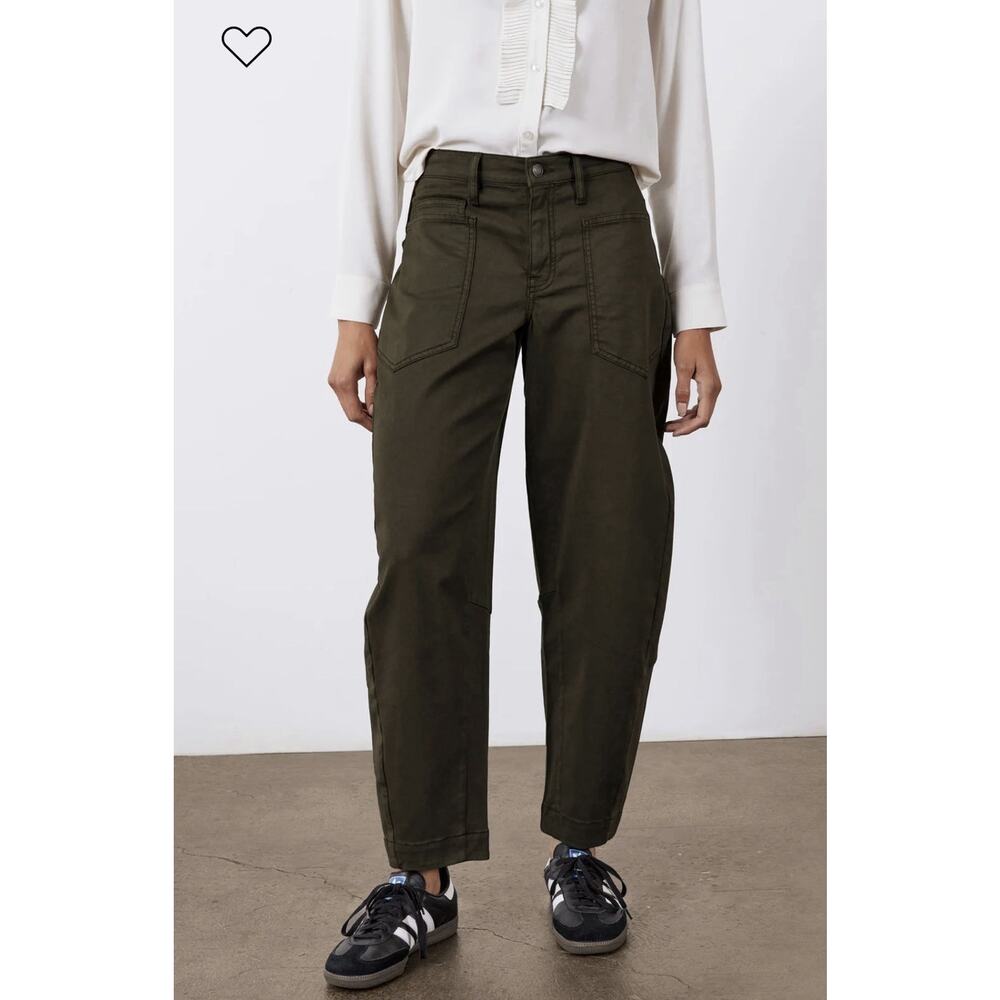NEW Ruti The Slouchy Soft Twill Pants •6• Forest Night Barrel Trouser Pant $259 - Picture 4 of 9